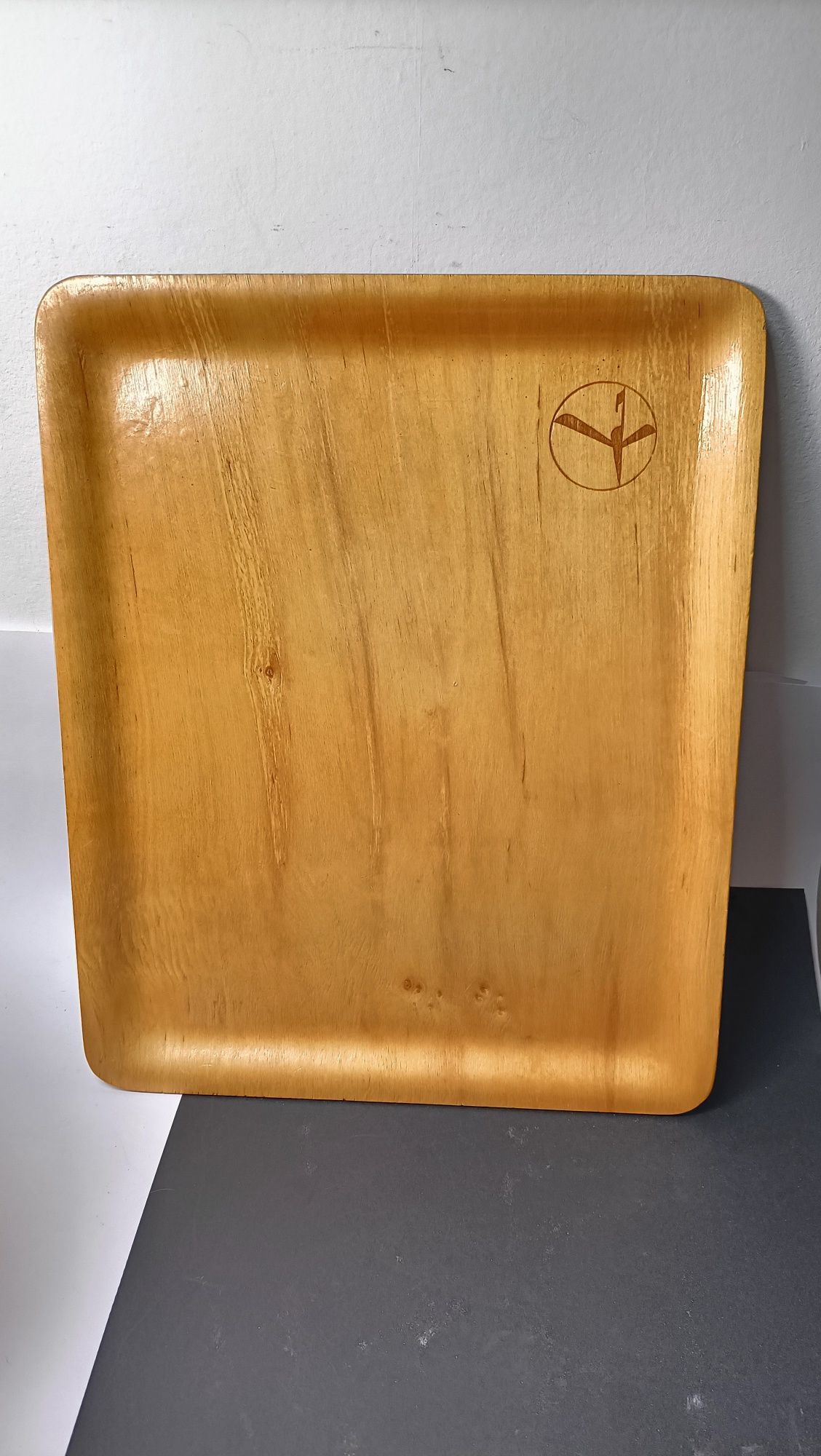 Kolekcjonerska stara taca drewniana LOT stare logo z lat 60. T30