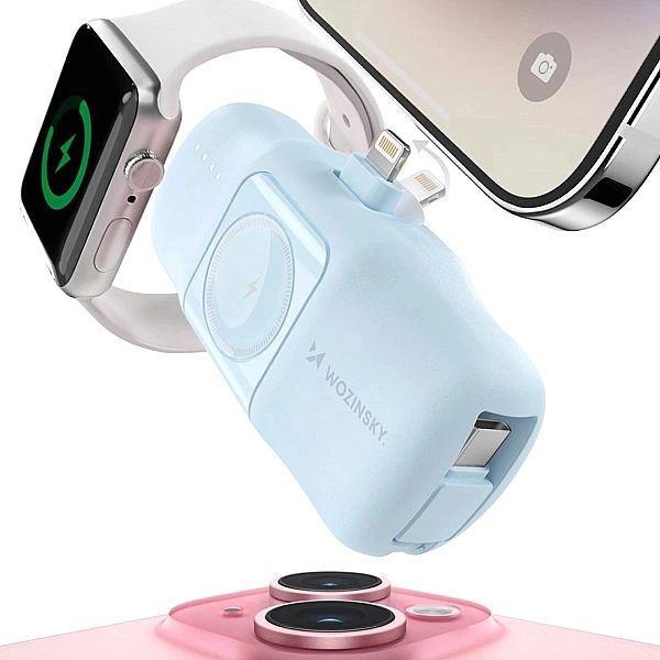Mini powerbank Wozinsky WF16-YLS 5000mAh 15W Lightning z wbudowanym ka