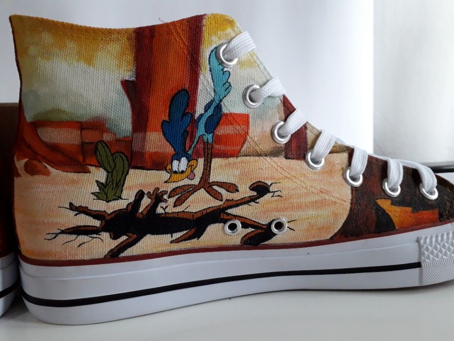 Trampki wysokie białe 38 LOONEY TUNES ręcznie malowane converse