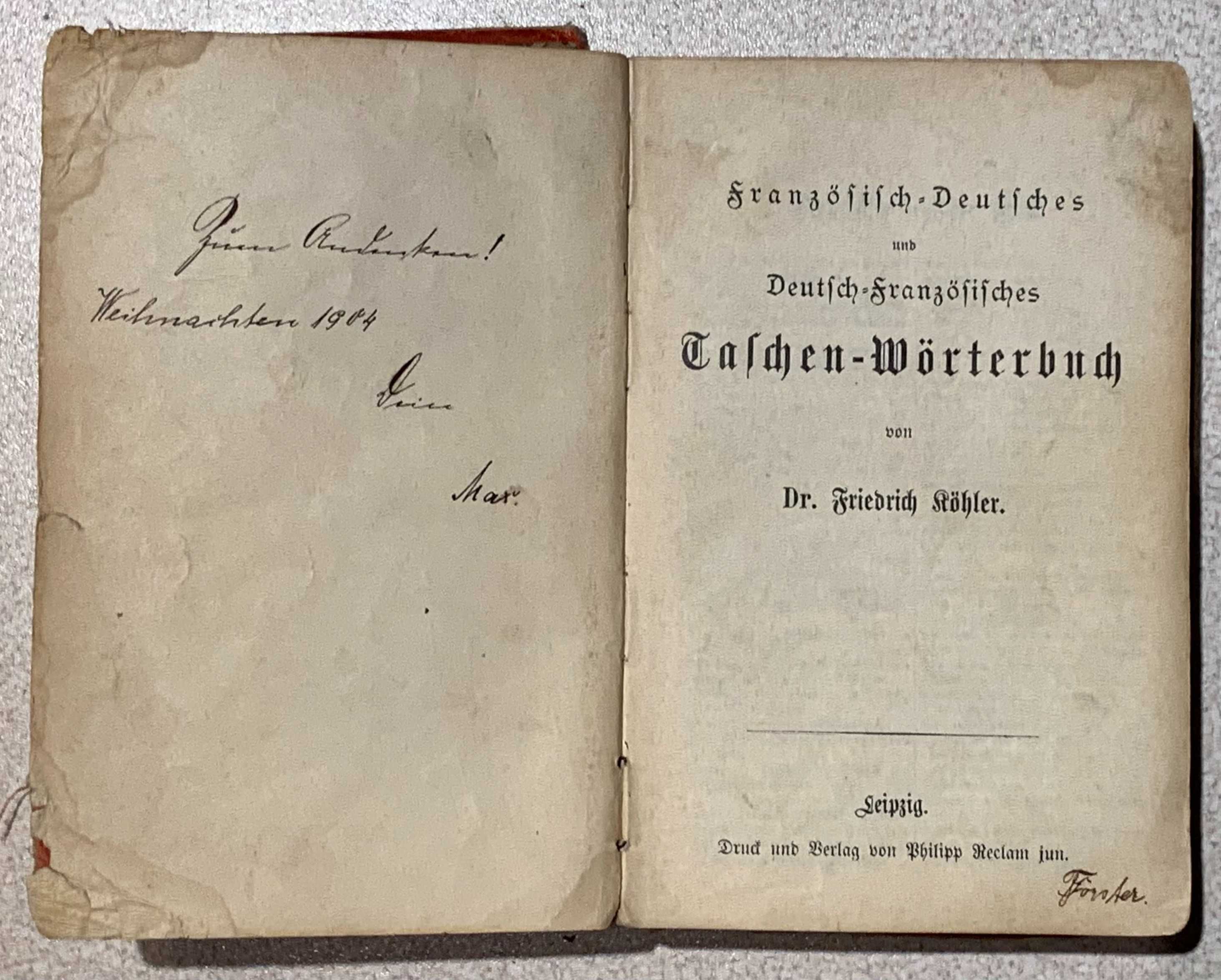 Französisch-Deutsches und Deutsch-Franz. Taschen-Wörterbuch | 1900