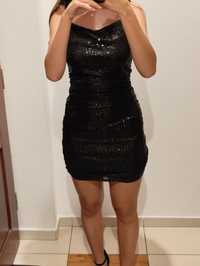Czarna mini cekinowa sukienka, sukienka z cekinami
