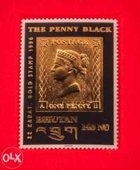 Znaczek pocztowy Złoty Bhutan The Penny Black 22 karat Gold 1996