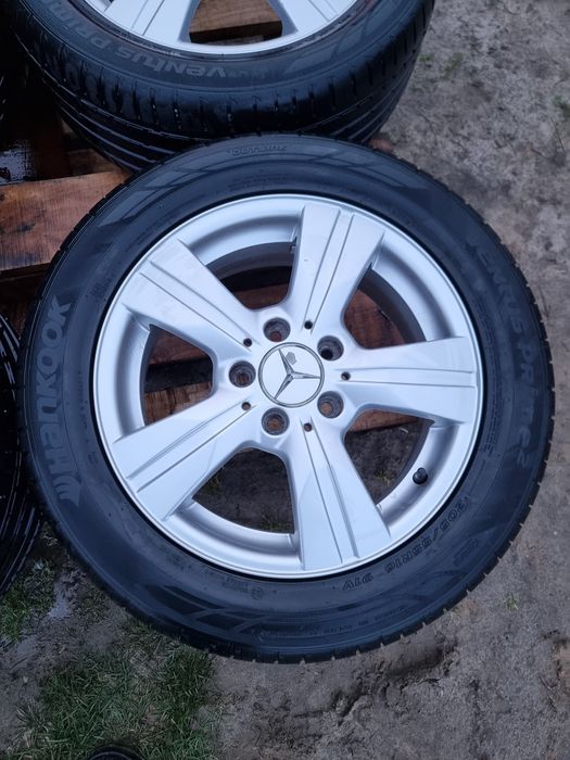 4x Felgi aluminiowe Mercedes 5x112 16" z oponami letnimi 205 55r16 Han