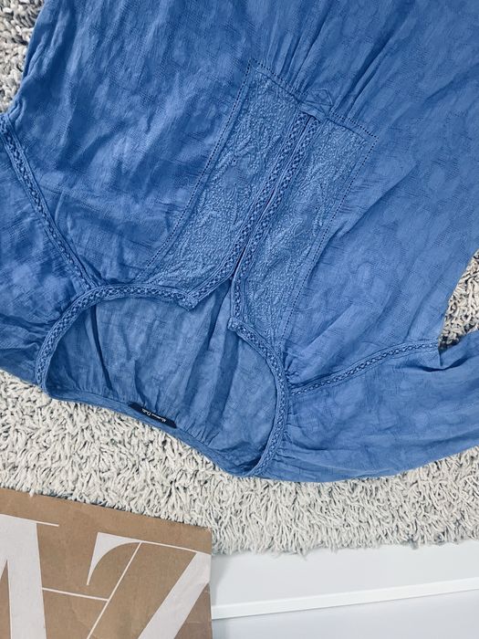 Massimo Duti piekna bawelniana bluzka koszula boho damska niebieska S