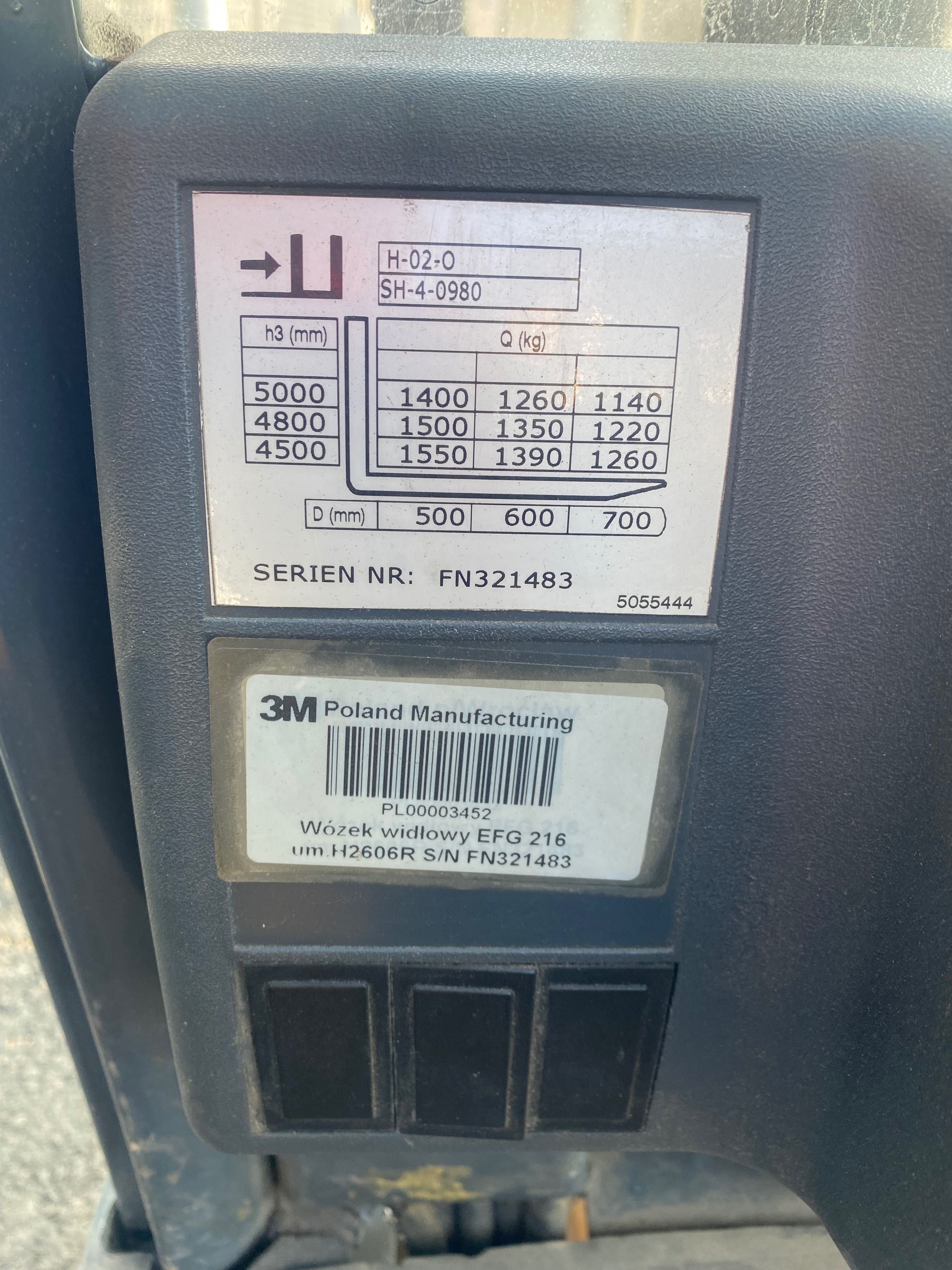 Jungheinrich EFG 216, 2005r Triplex 5.0 Białe opony Wózek widłowy RAK