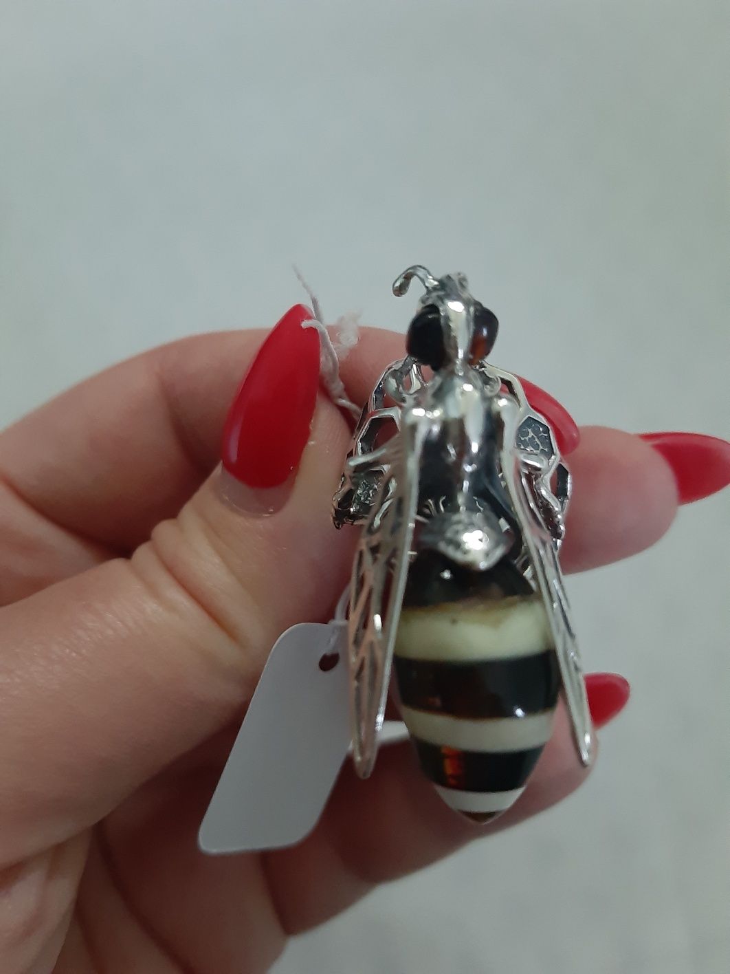 Pierścionek z bursztynem bałtyckim - srebro 925 - pszczoła