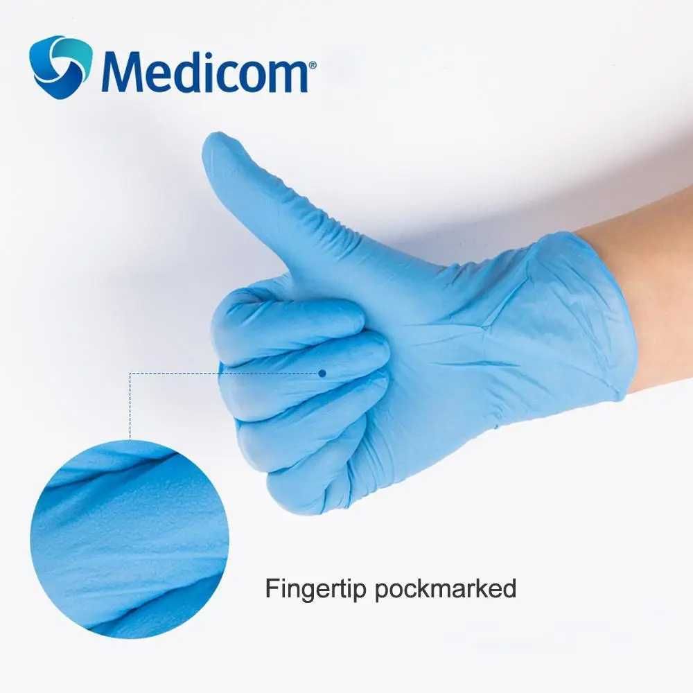 Рукавички нітрилові Medicom Slim Blue XS/S/М/L (50пар/100 шт) блакитні