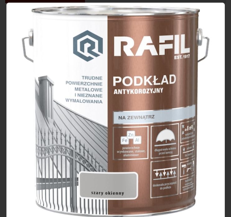 Rafil podkład antykorozyjny szary okienny