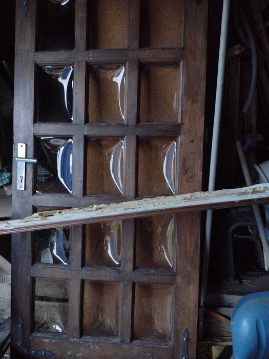 Drzwi zewnętrzne dębowe z oszkleniem 90-tki lewe