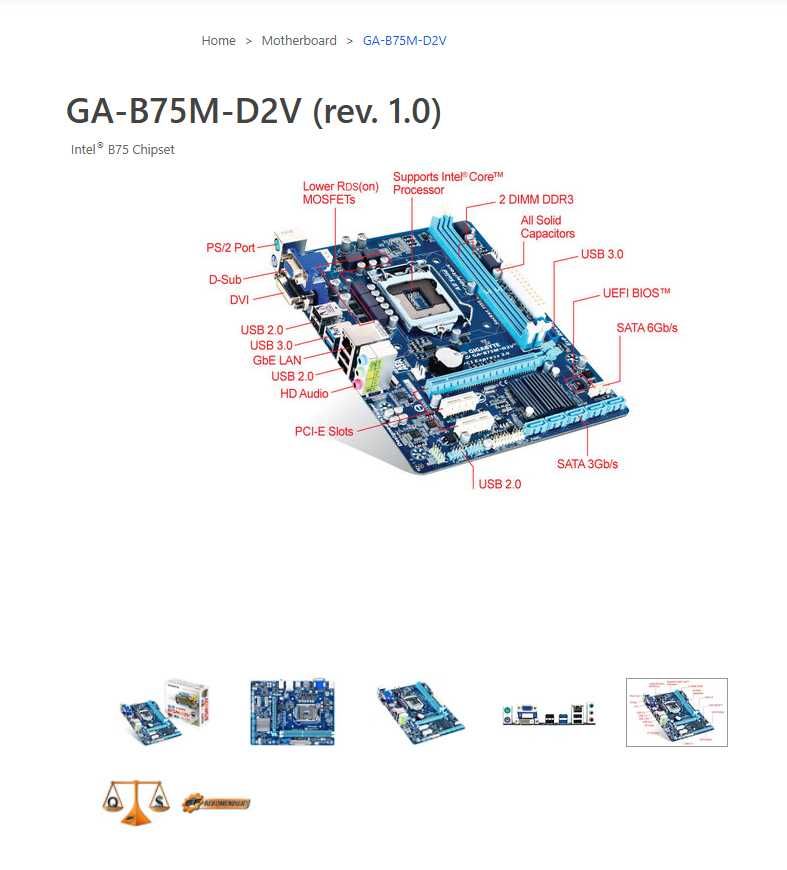 Комплект матплата Gigabyte GA-B75M-D2V (rev 1.0) + процессор I3-3220