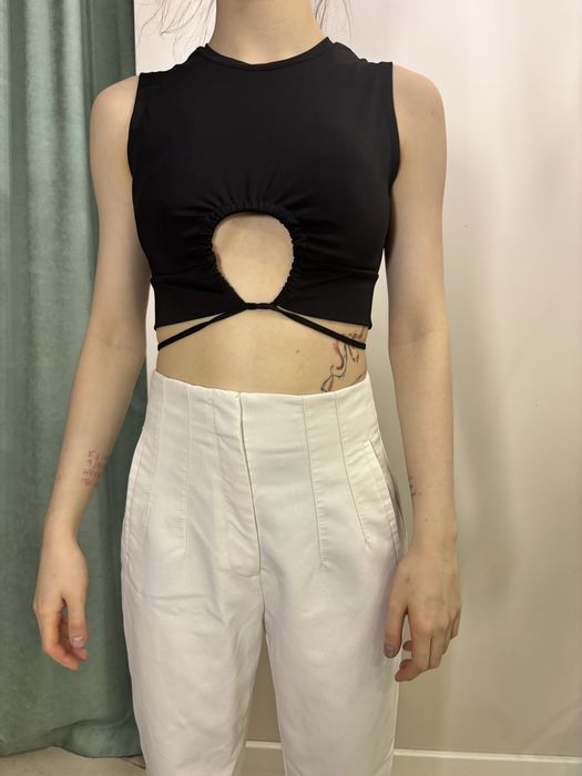 Топ чорний/коричневий S-m  на завʼязках, купальник