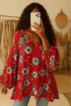 Bluzka damska Zizzi plus size 6XL czerwono czarna w kwiaty