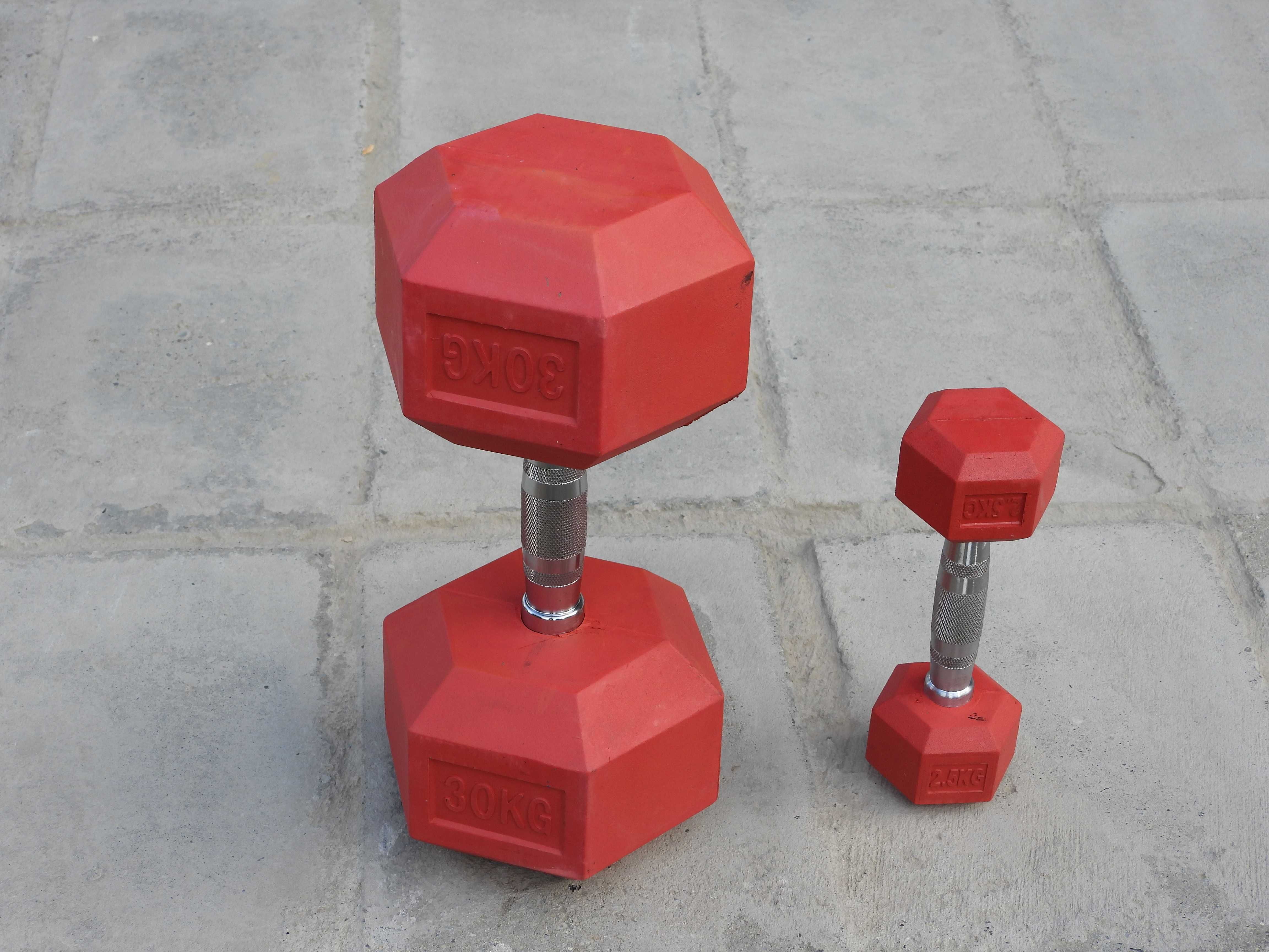 Zestaw Hantli HEX 2,5-30 kg Czerwone Siłownia Hantle Obciążenie Nowe