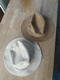 Angielskie płócienne kapelusze brąz, beż 52 cm