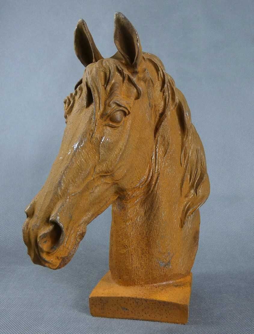 GŁOWA KONIA koń żeliwo Figura rzeźba statuetka ogród płot pos. 2sztuki