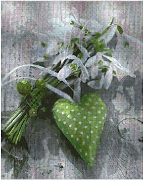 Алмазна картина за номерами Strateg «Зелене серце» 40х50 см (FA40801)