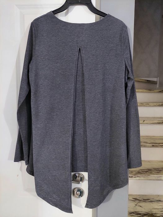 Grafitowa bluzka z rozcięciem na plecach, oversize,  2 warstwy, r. XL