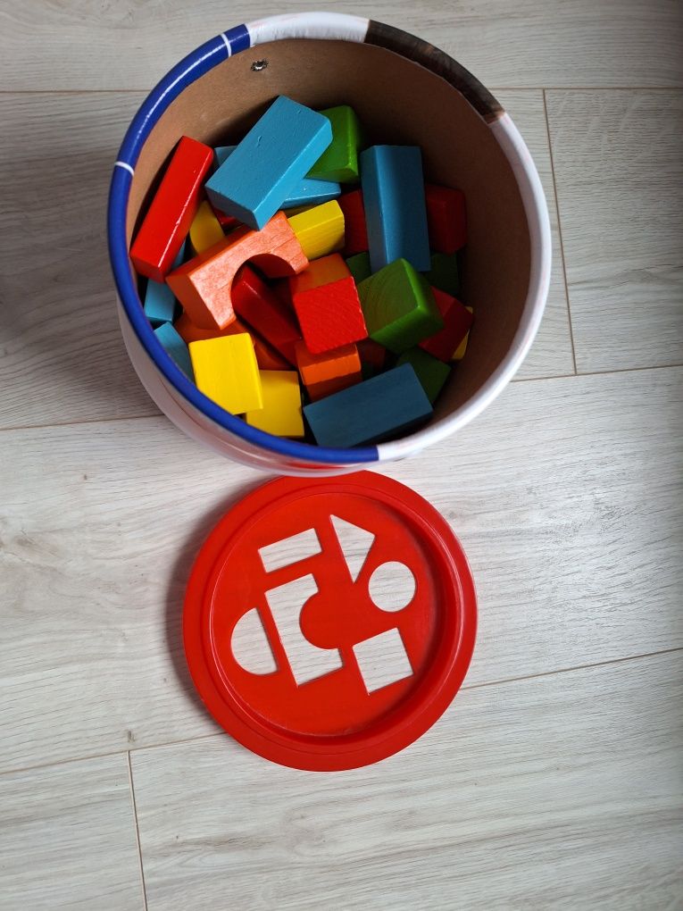 Klocki drewniane Wooden Blocks 50 szt wiaderko