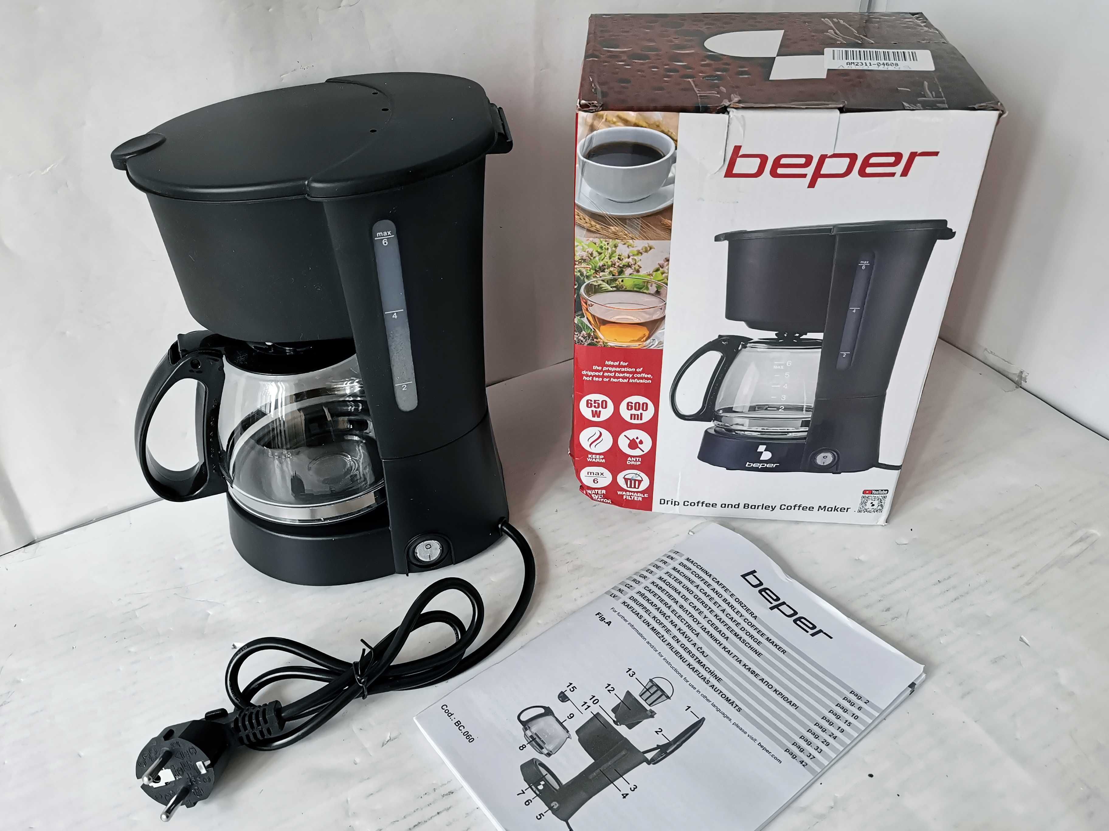 Ekspres przelewowy Beper BC.060 poj. 0,6 L czarny