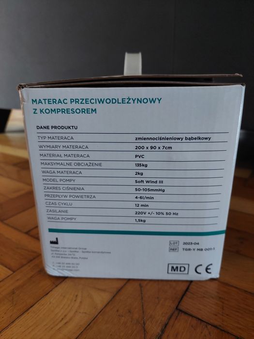 Materac przeciwodleżynowy z kompresorem nowy 200x90x7cm