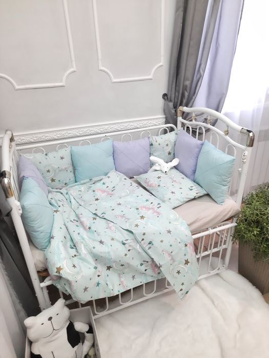 Бортики в ліжечко. Дитяча постіль. Кокон для немовля.