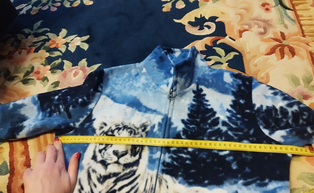 Флисовая толстовка с принтом белого тигра