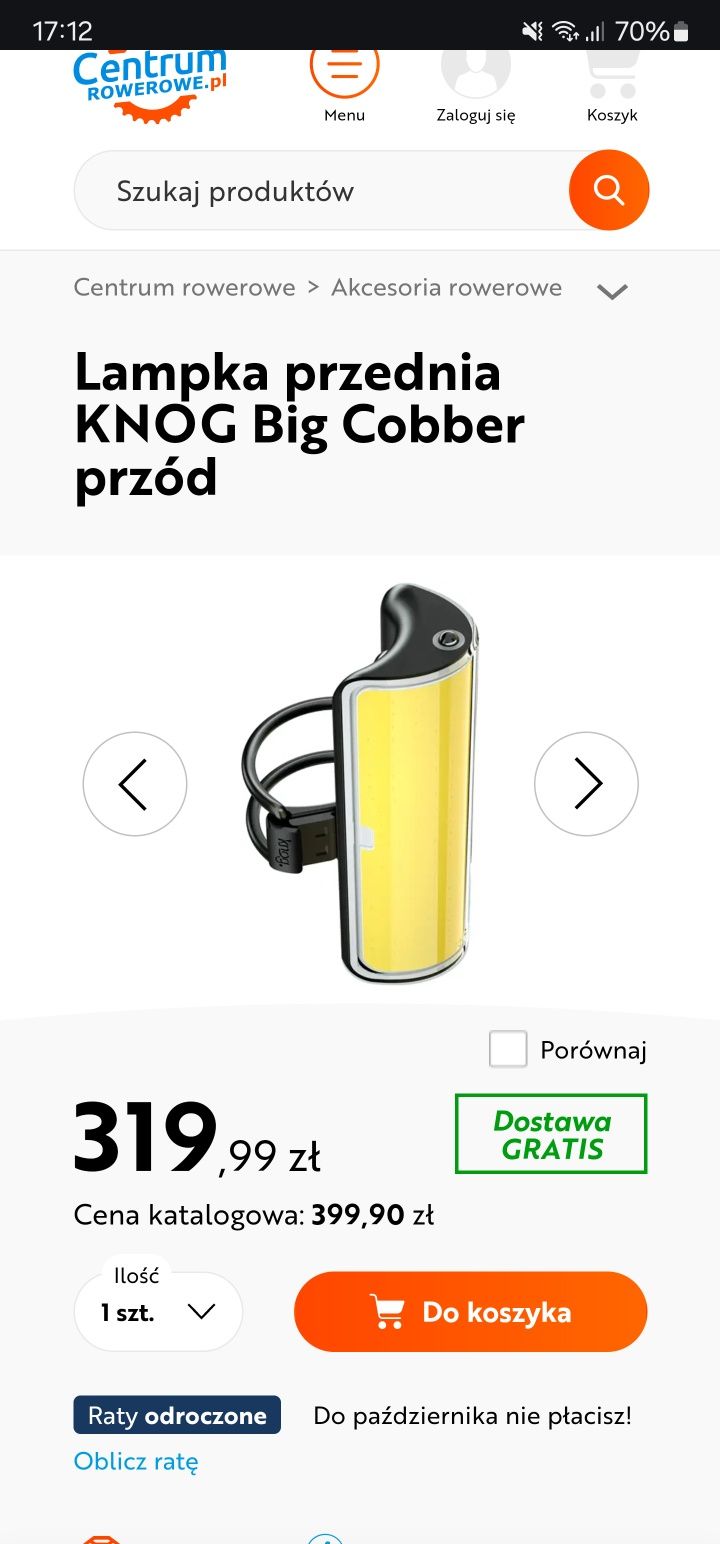 Knog Big Cobber lampka latarka rowerowa przednia