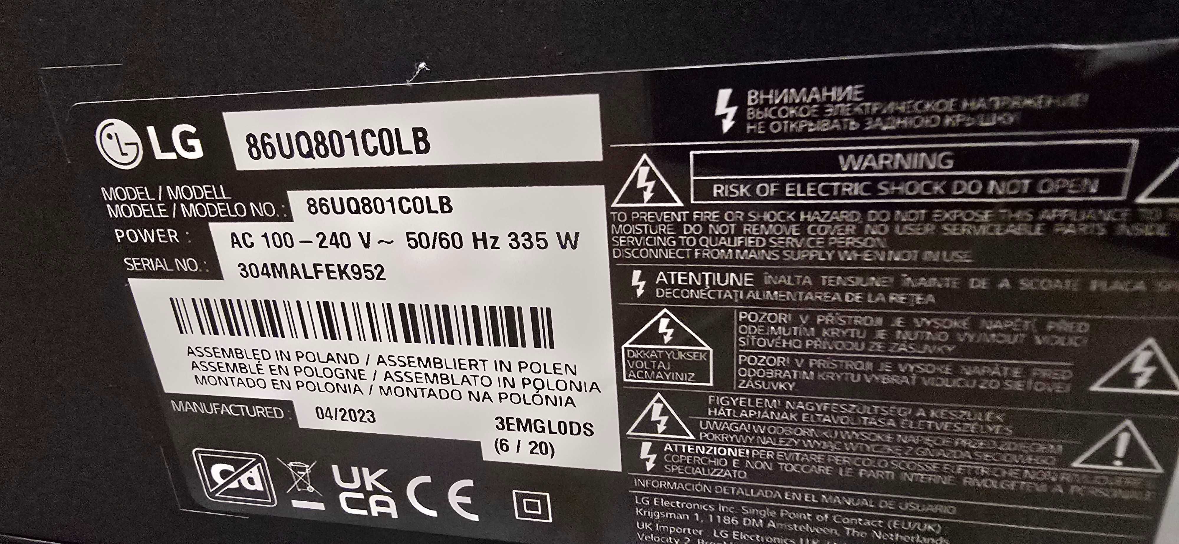 Telewizor LG 86 cali najwyższy model w serii - Gwarancja - Igła
