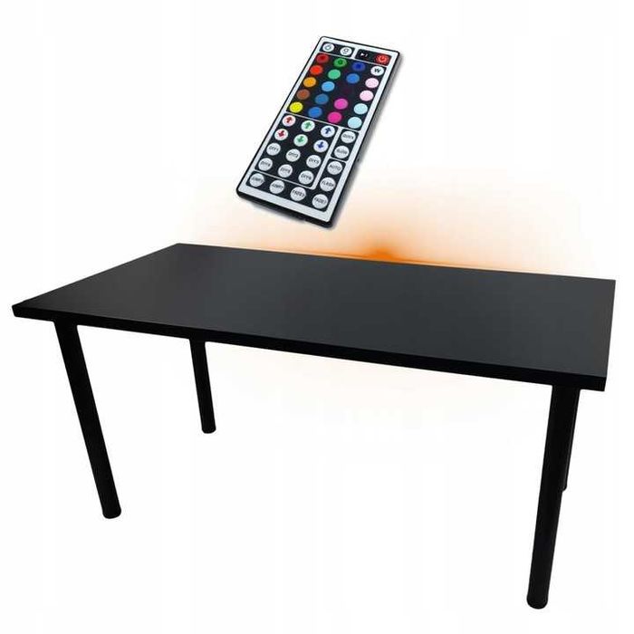 NOWE BIURKO GAMINGOWE Komputerowe Czarne LED RGB Z Regulacją Wysokości
