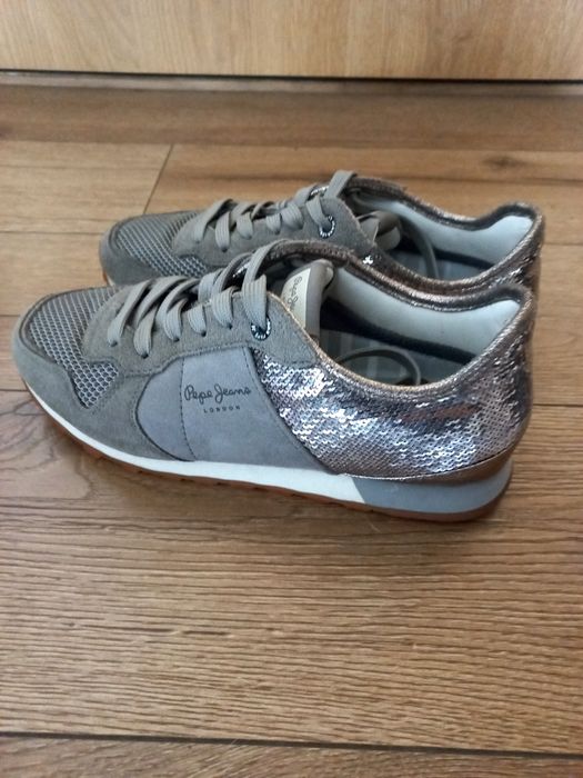 Sneakersy Pepe Jeans 37 szare błyszczące