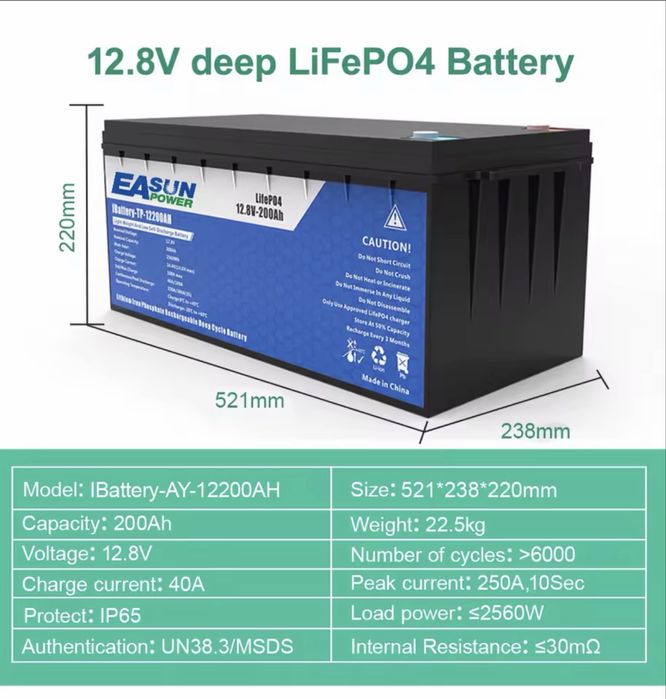 EASUN 12v 200Ah та інші LiFePO4 акумулятори