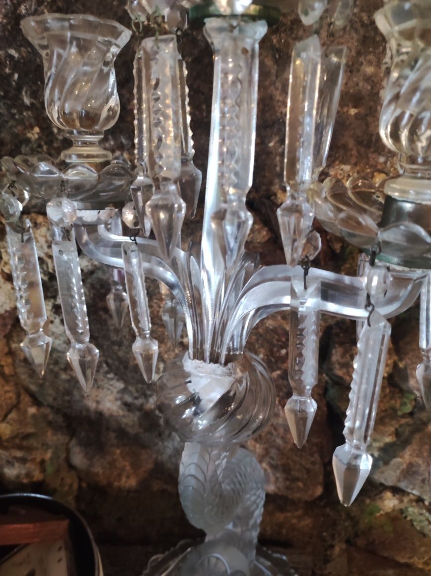 Candelabro de vidro peixe 3 lumes