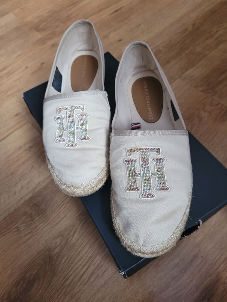 Beżowe espadryle tommy hilfiger