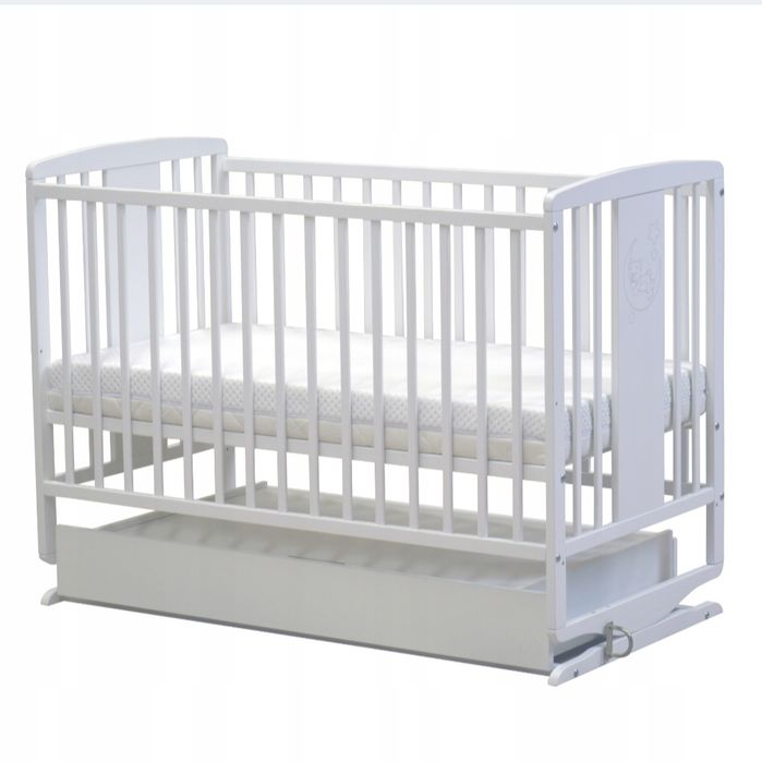 Łóżeczko Krzyś 3w1, kołyska, szuflada, barierką.