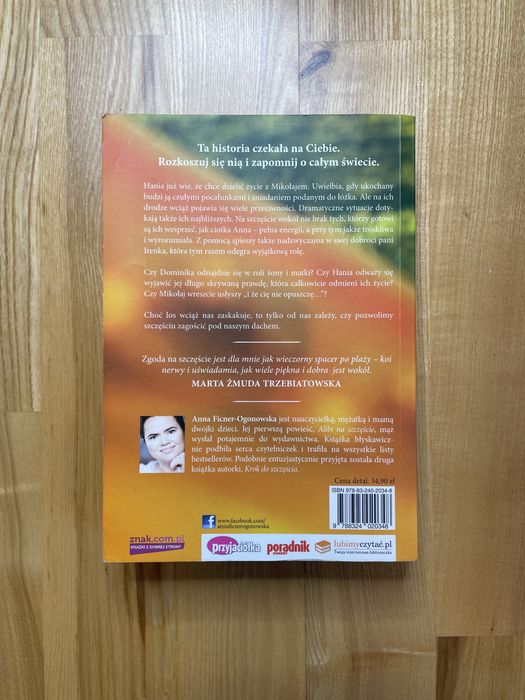 Książka „Zgoda na szczęście” Anna Ficner-Ogonowska