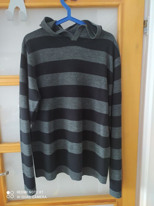 Sweter z kapturem męski French Connection rozm. L paski hoodie