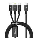 Kabel Baseus 3W1 20W Lightning, Usb-C, Microusb 1.5M Czarny