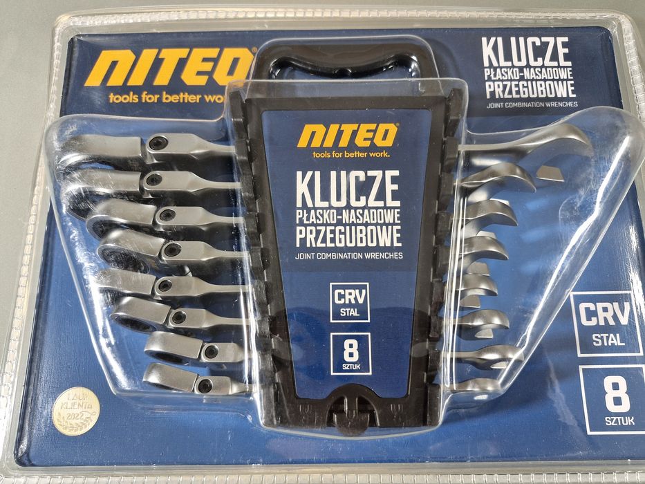 Klucze Plasko-Nasadowe Przegubowe Niteo 8 szt. CRV