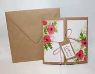 Kartka na urodziny lub imieniny HANDMADE eko w kwiaty polne maki