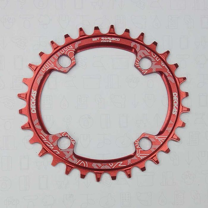 DECKAS 94+96BCD zębatka narrow wide 32T 34T 36T 38T czerwona owalna