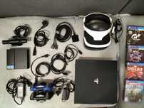 PS4 PRO + gogle VR + ładowarka do 2 padów + 4 gry