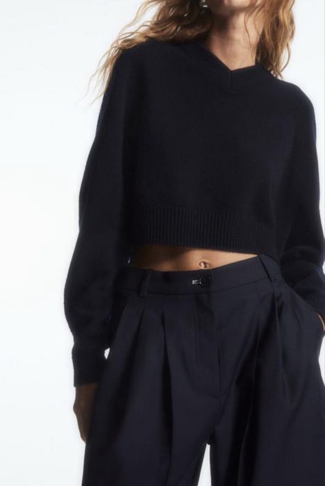 COS вільні широкі чорні брюки штани бавовна