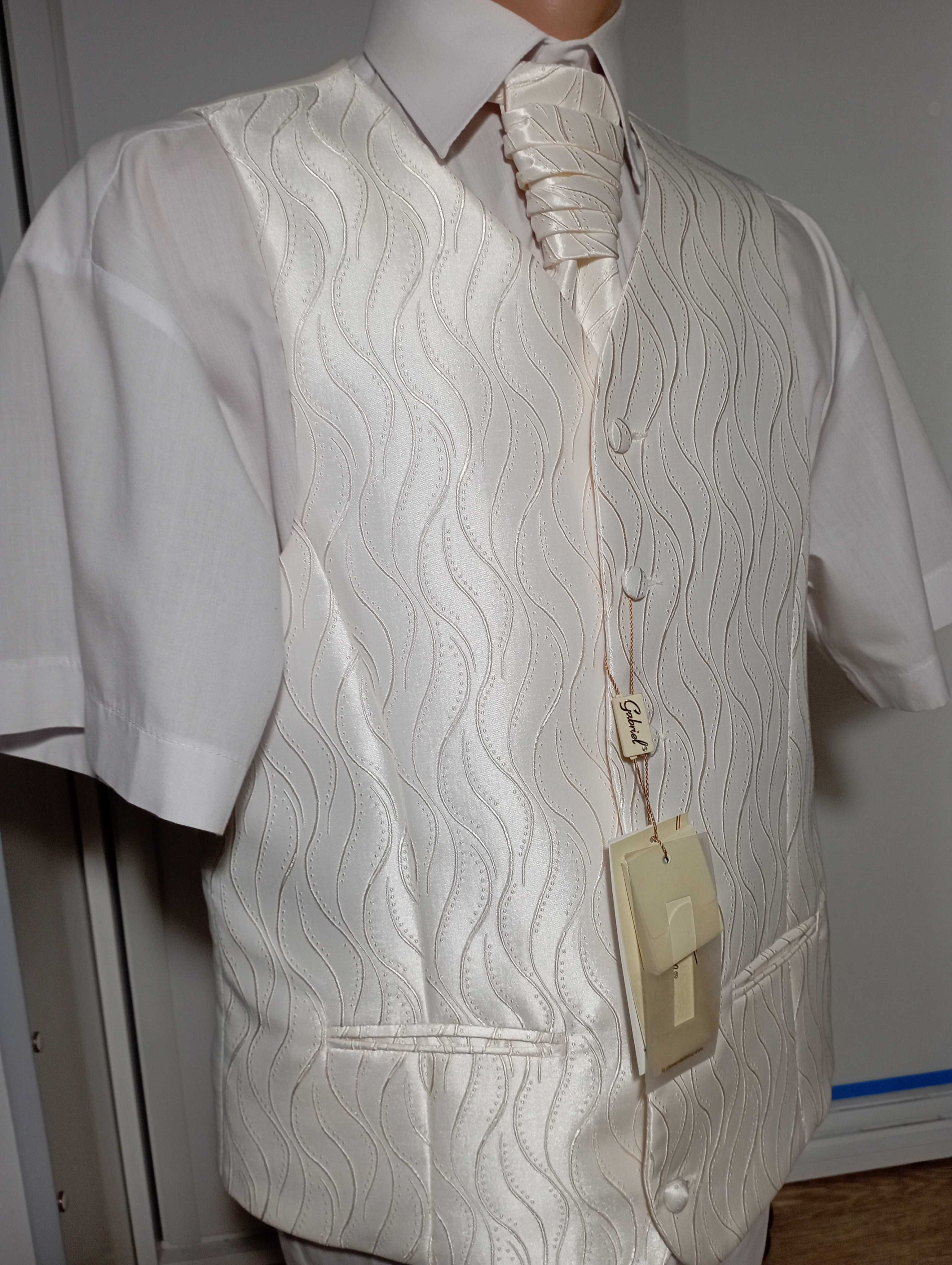 -30% Elegancka kamizelka r.48 Ekri, Szampan, Ecru Krawat/wypustka