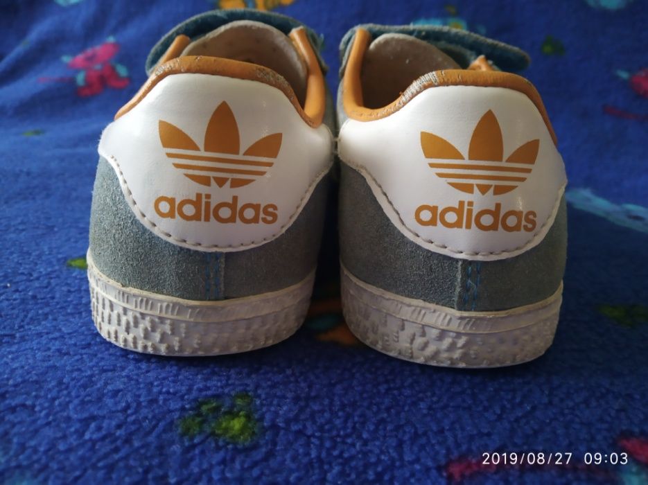 Кросівки кроси adidas кожа замша 17см голубий 27 28 розмір оранжевий