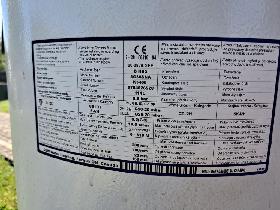 Gazowy  podgrzewacz wody American ProLine 114 litrów