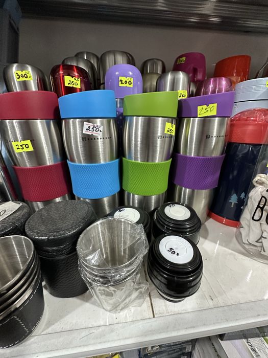 Термоса  и термокружки пищевые и для жидкости металл и стекло