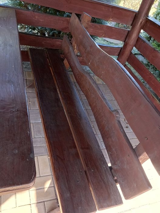 Zestaw ogrodowy stół z dwoma ławkami