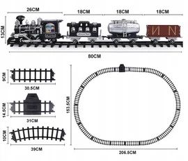 Elektryczny pociag ciuchcia parowa tory z pilotem
