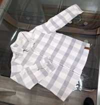 Koszula biała chłopięca bawełniana w kratę 110
