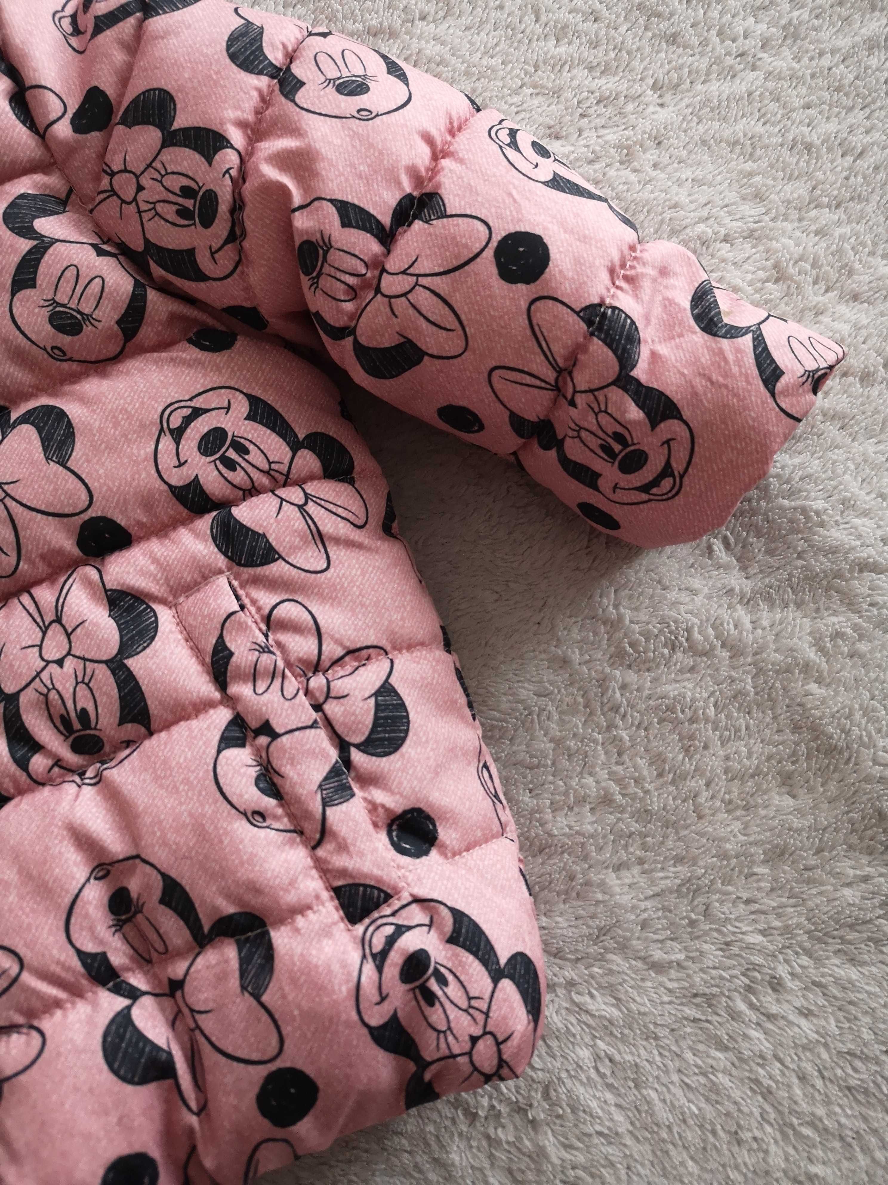 Różowa pikowana kurtka z kapturem Myszka Minnie Disney 68